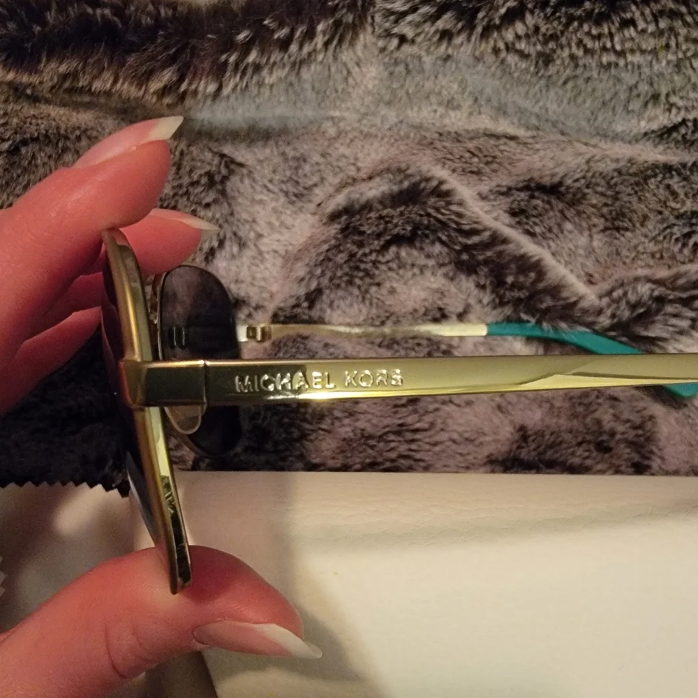 Michael Kors Aviator Sunglasses with Green Lenses - Picture 5 of 7